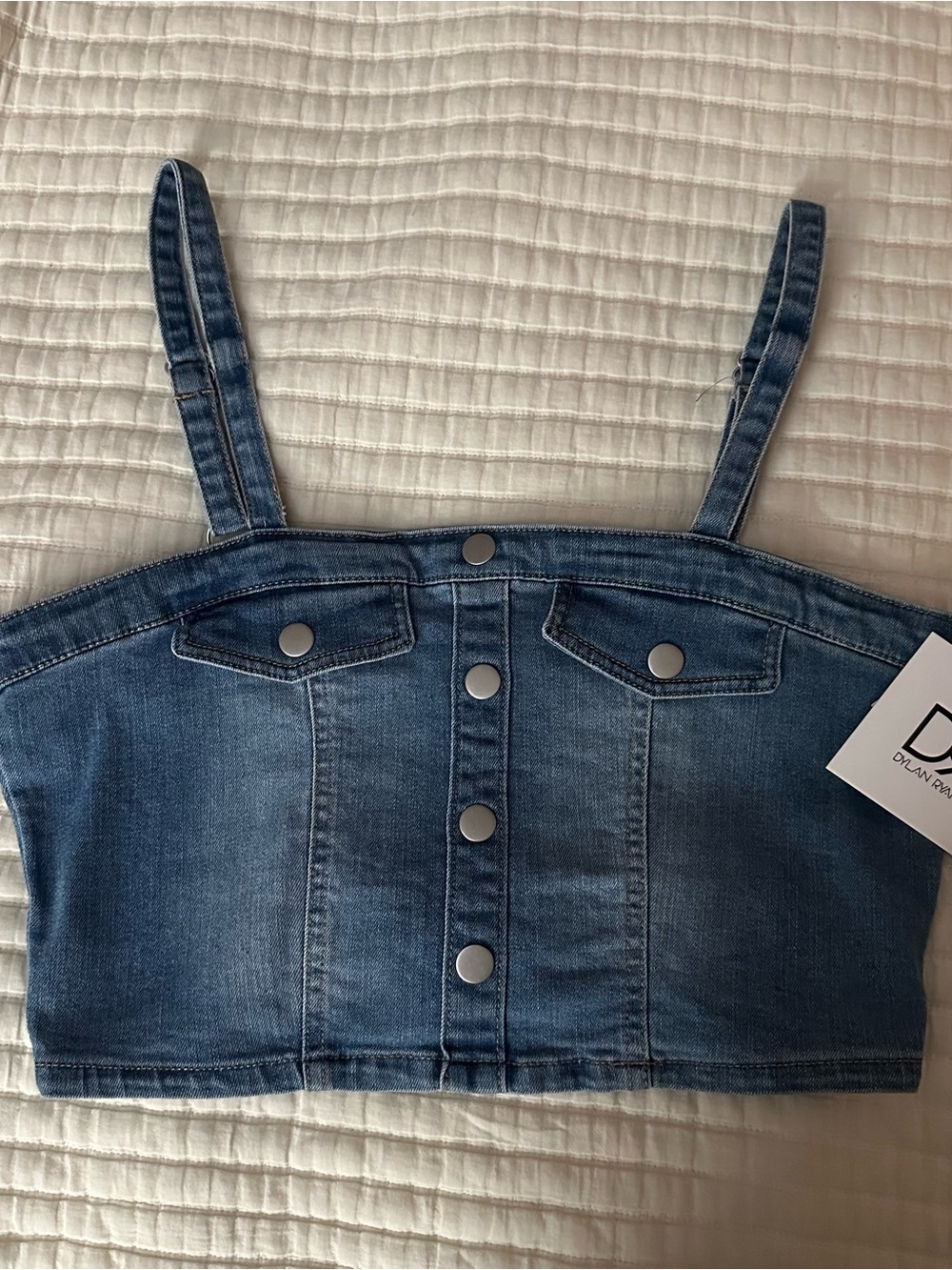 Denim Button-Front Crop Top - NWT- XL